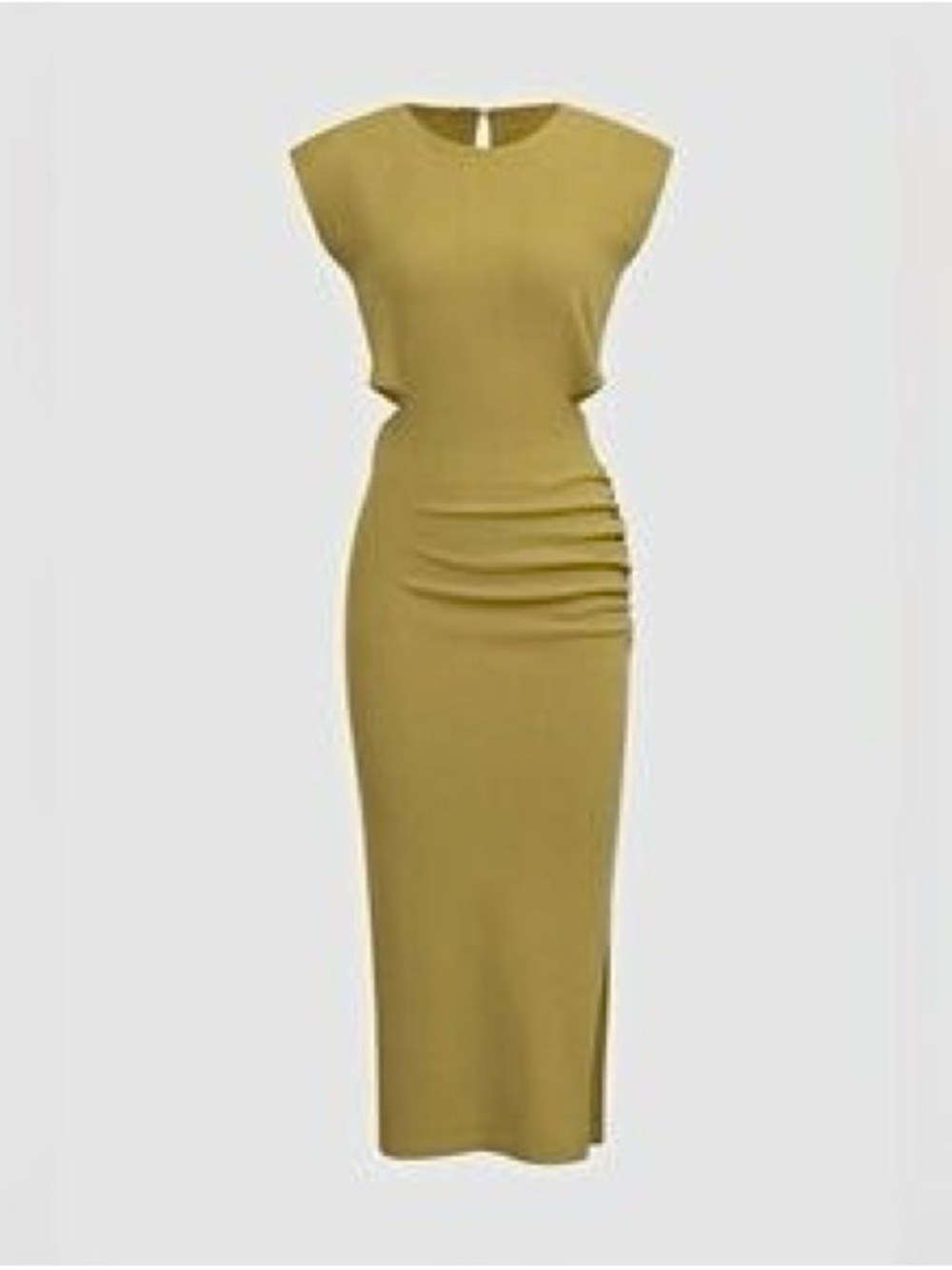 Cutout Ruched Midi Dress in Mustard